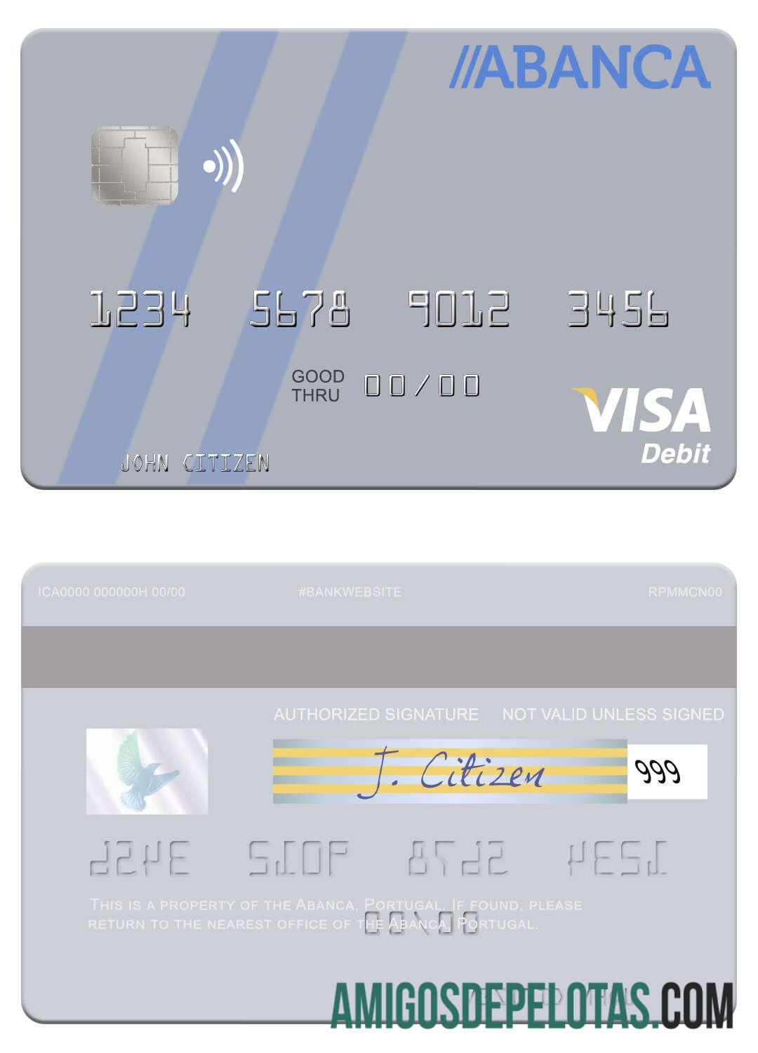 Portugal Abanca Visa Debit Card download for verification